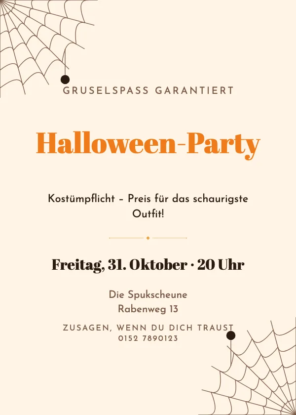 Halloween-Einladung Spinnennetz