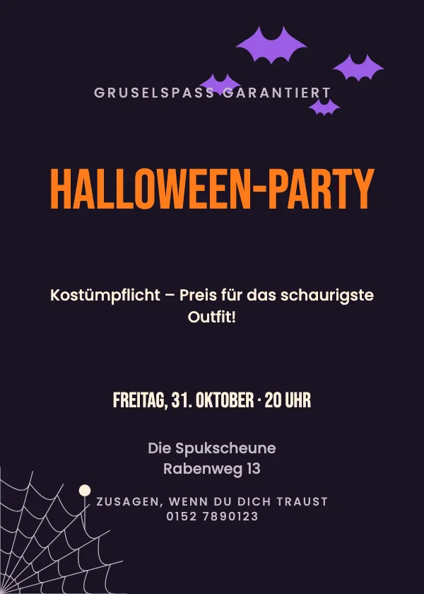 Halloween-Einladung Fledermäuse