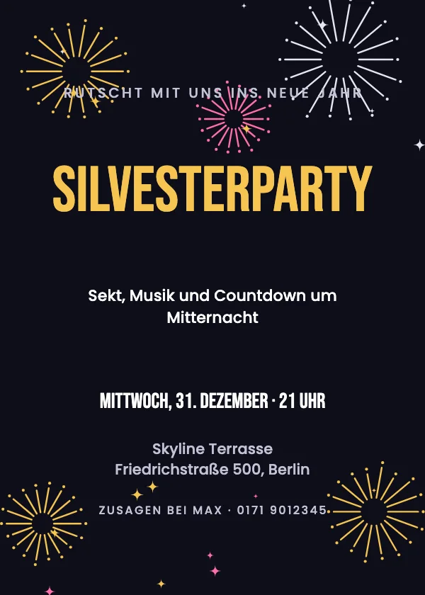 Silvester-Einladung Feuerwerk