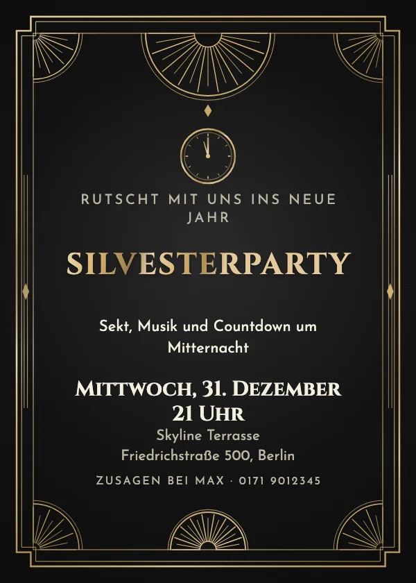 Silvester-Einladung Grand Art déco