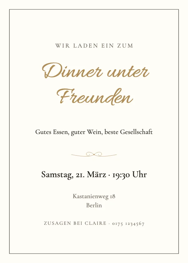 Partyeinladung Elegantes Dinner