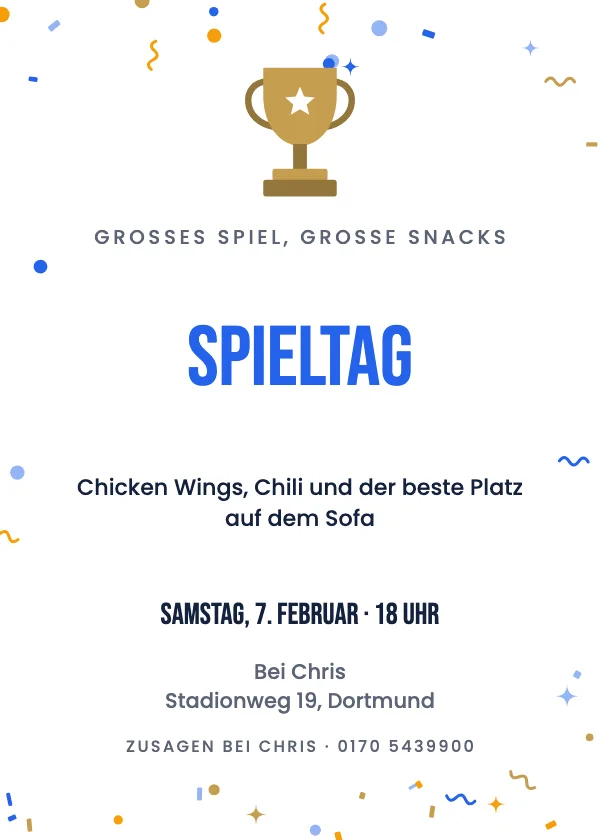 Partyeinladung Spieltag