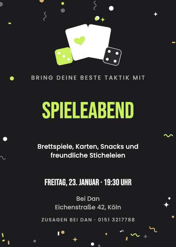 Partyeinladung Spieleabend
