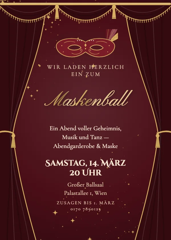Partyeinladung Maskerade