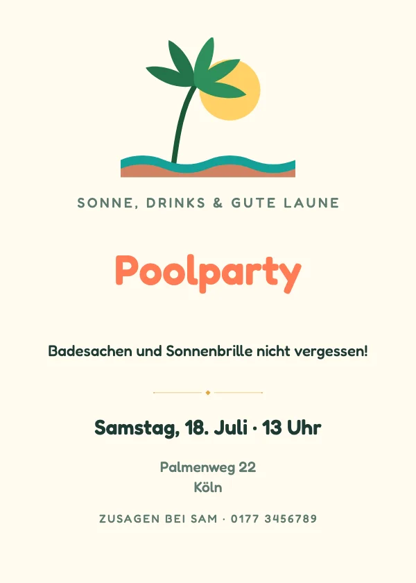 Partyeinladung Poolparty