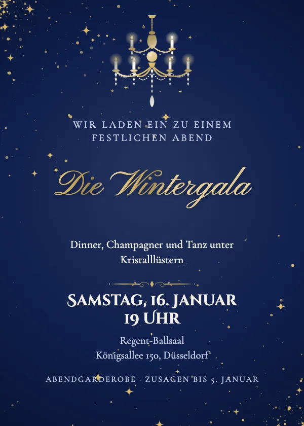 Partyeinladung Kronleuchter-Ballsaal