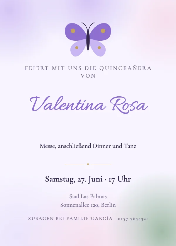 Quinceañera-Einladung Schmetterlingsgarten