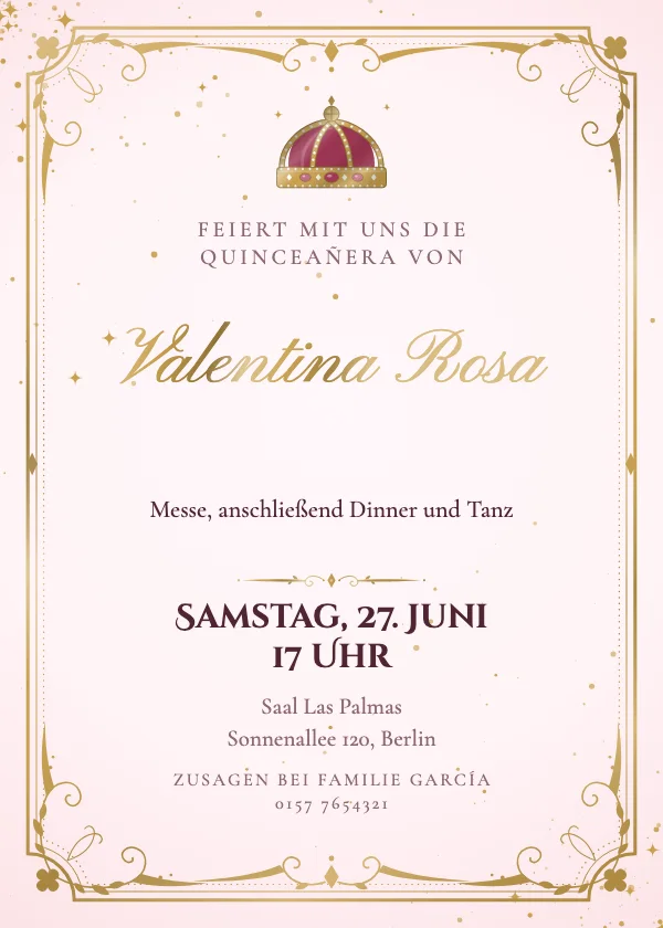 Quinceañera-Einladung Königliches Diadem