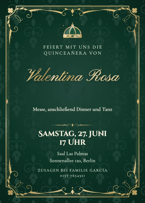 Quinceañera-Einladung Samt-Barock