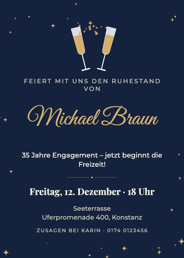 Einladung zur Ruhestandsfeier Prost