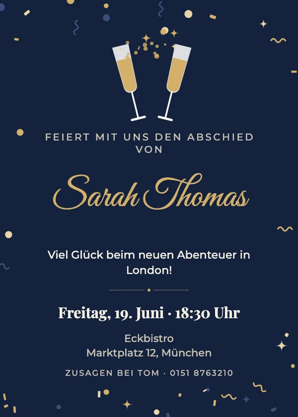 Einladung zum Treffen Sektgläser