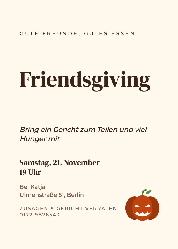 Thanksgiving-Einladung Editorial