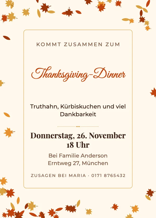 Thanksgiving-Einladung Herbstlaub
