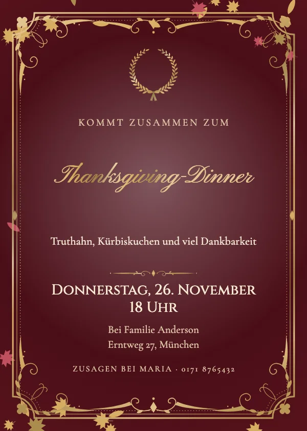 Thanksgiving-Einladung Herbstsamt