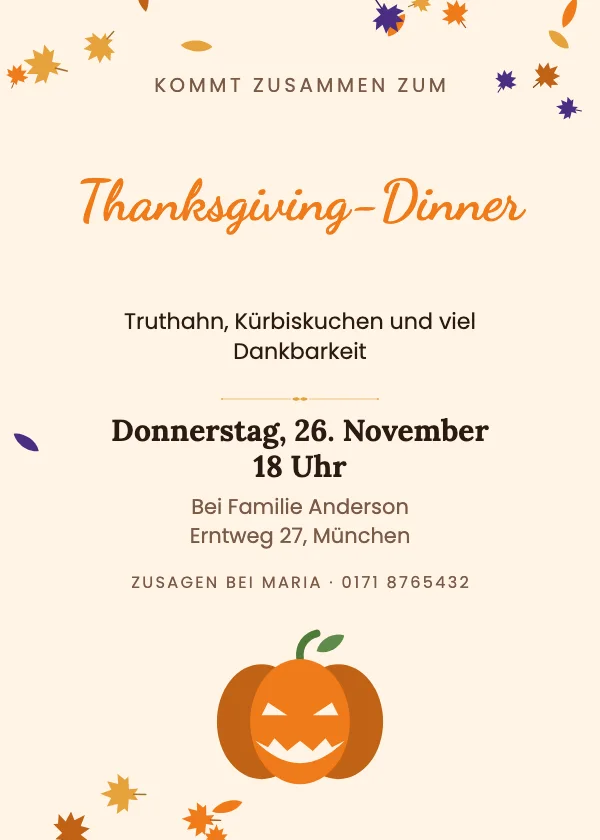 Thanksgiving-Einladung Kürbisernte