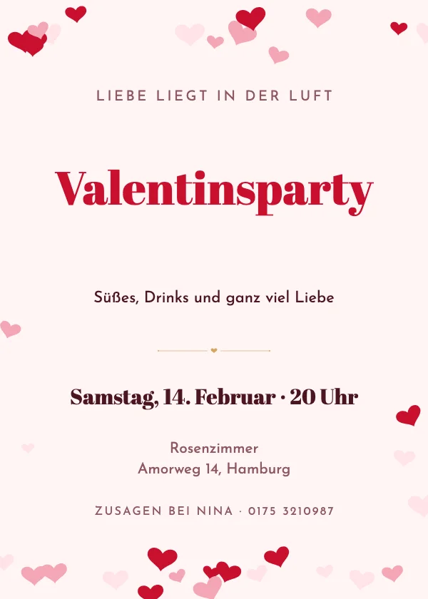 Valentinstag-Einladung Amors Herzen