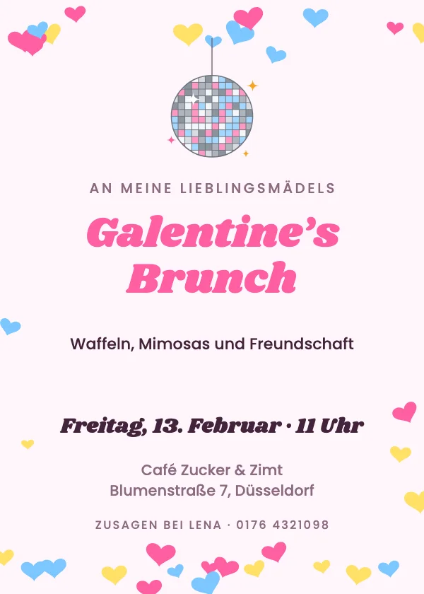 Valentinstag-Einladung Discokugel