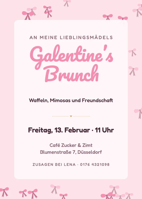 Valentinstag-Einladung Coquette-Schleifen