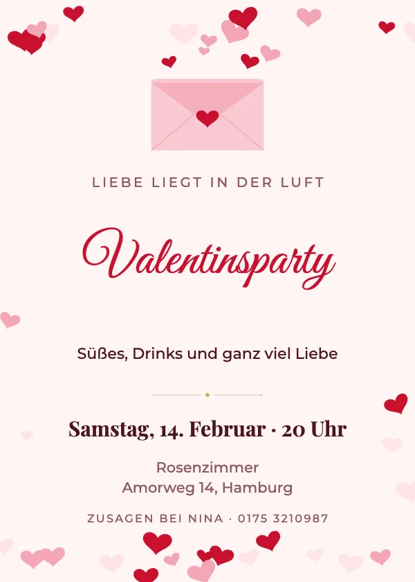 Valentinstag-Einladung Liebesbrief