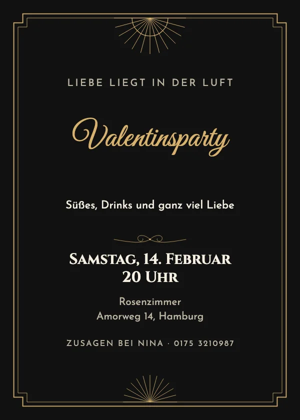 Valentinstag-Einladung Noir-Romantik