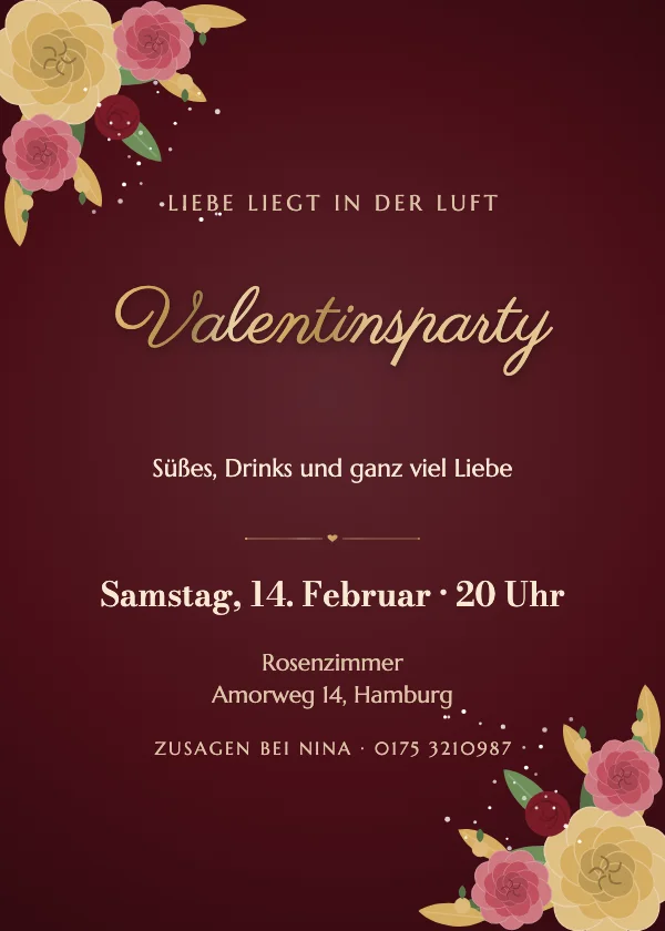Valentinstag-Einladung Samtrosen