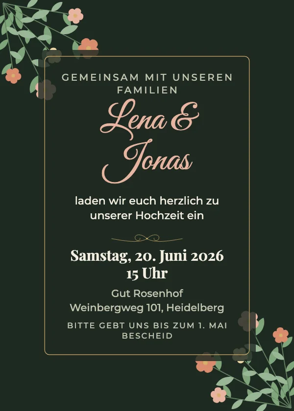 Hochzeitseinladung Dunkle Botanik
