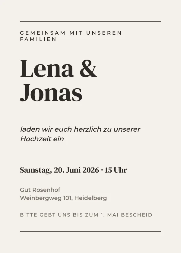 Hochzeitseinladung Editorial
