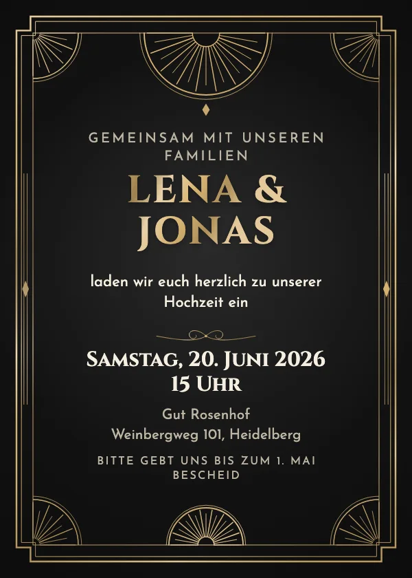 Hochzeitseinladung Grand Art déco