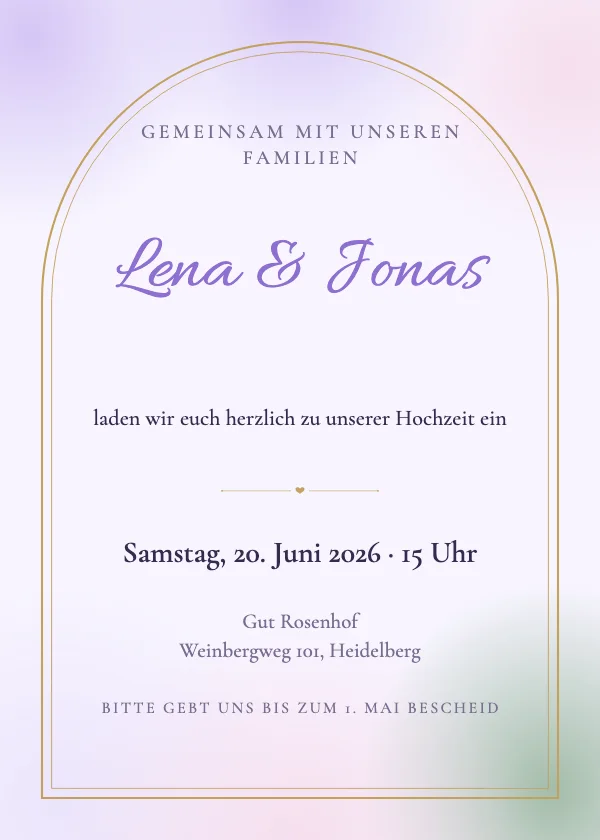 Hochzeitseinladung Lavendel-Aquarell
