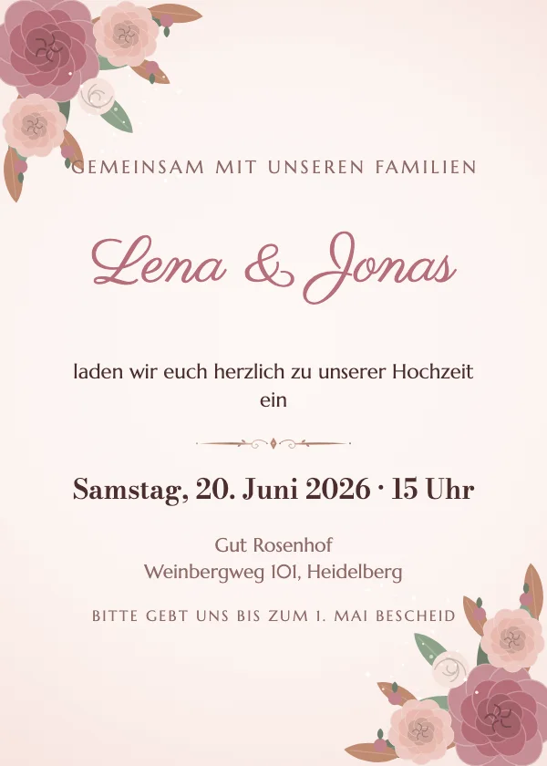 Hochzeitseinladung Luxus-Pfingstrosen