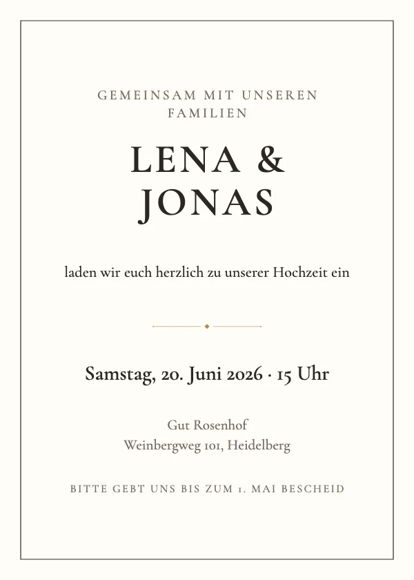 Hochzeitseinladung Modern minimalistisch