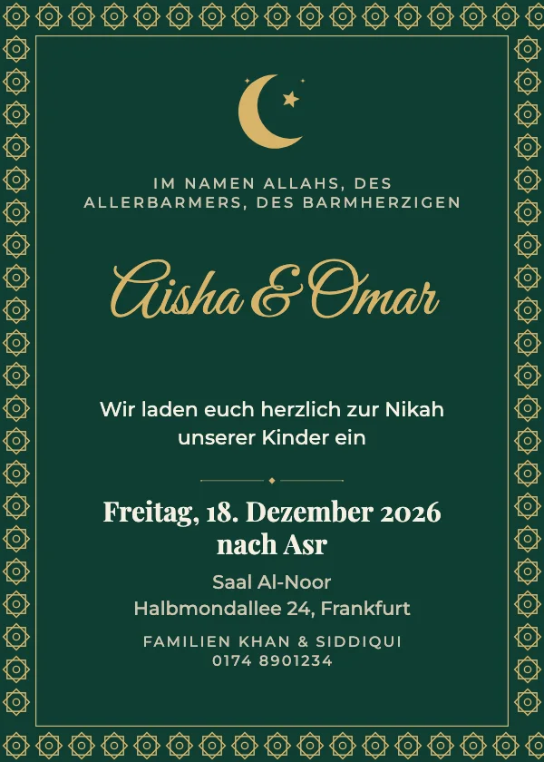Hochzeitseinladung Nikah Smaragd