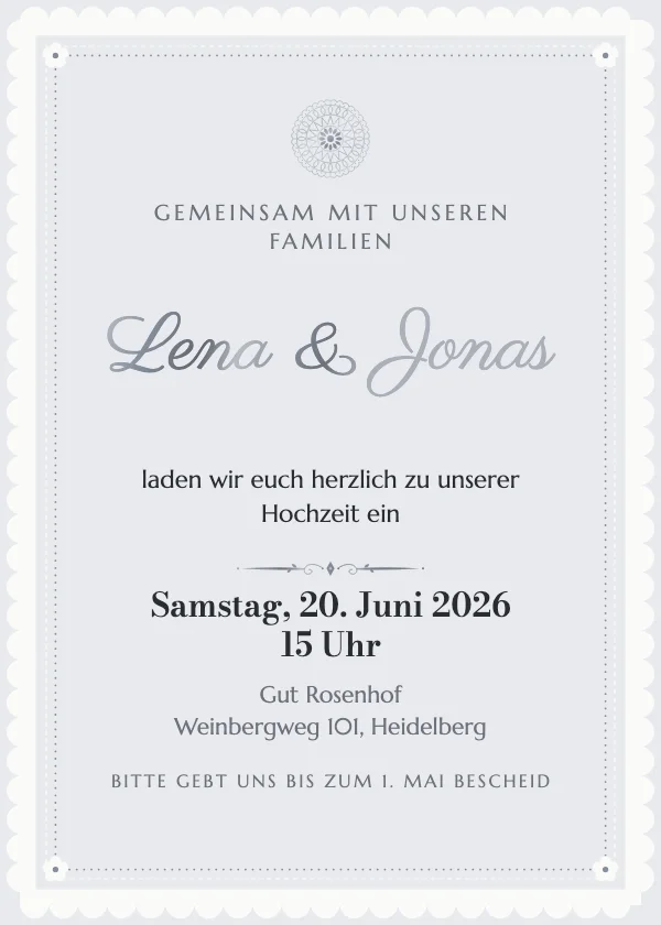 Hochzeitseinladung Perlenspitze