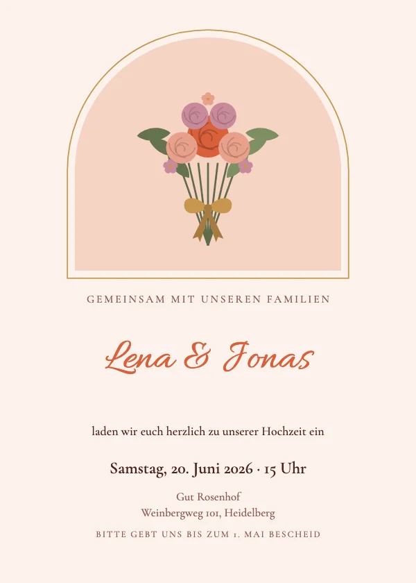 Hochzeitseinladung Terrakotta-Bogen