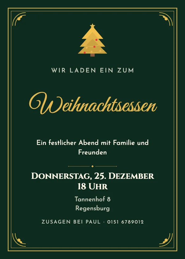 Einladung zur Weihnachtsfeier Gold