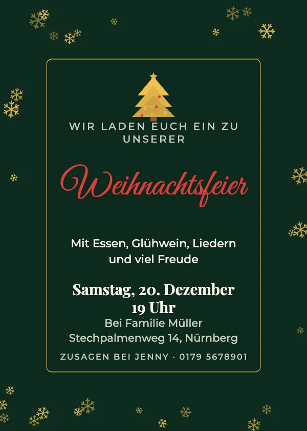 Einladung zur Weihnachtsfeier Pergament-Schnee