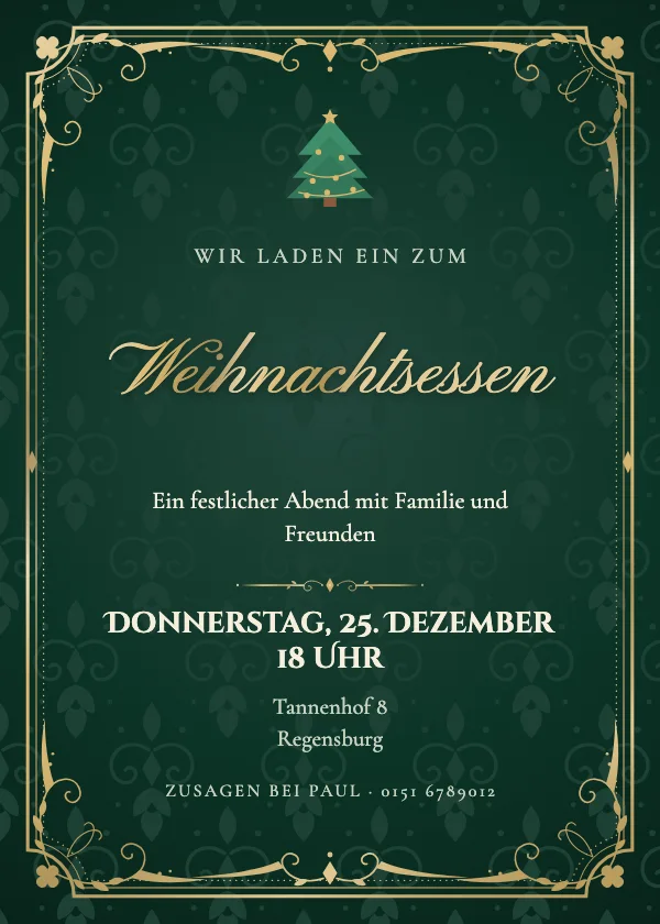 Einladung zur Weihnachtsfeier Samt-Barock