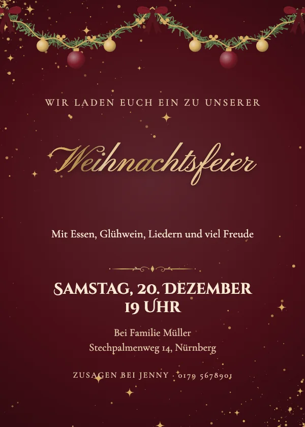 Einladung zur Weihnachtsfeier Samtgirlande