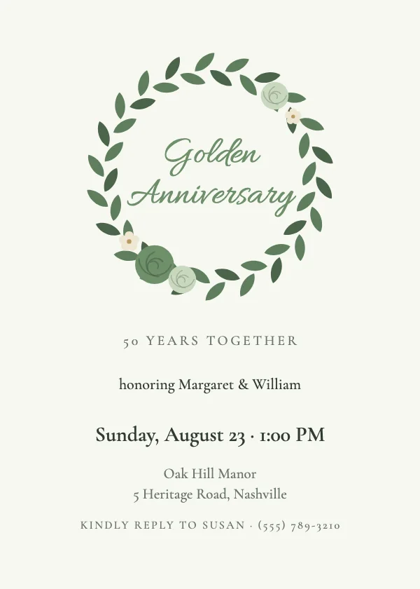 Evergreen Wreath Anniversary Invitation