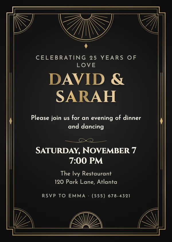 Grand Deco Anniversary Invitation
