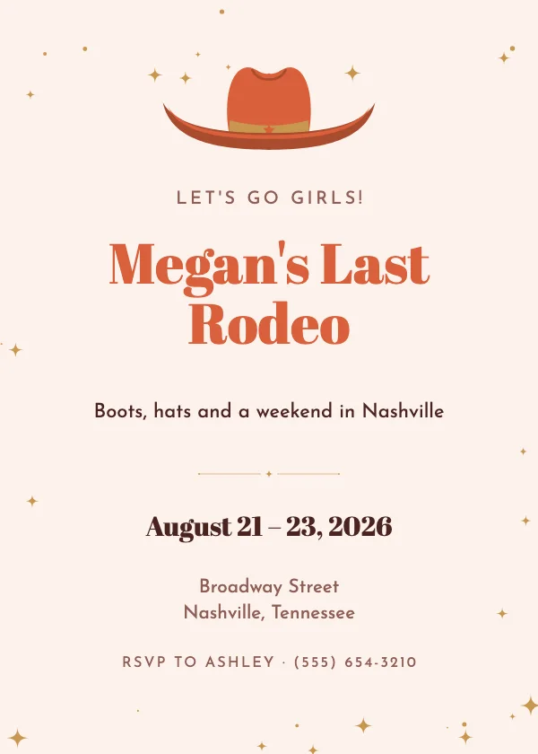 Last Rodeo Bachelorette Party Invitation