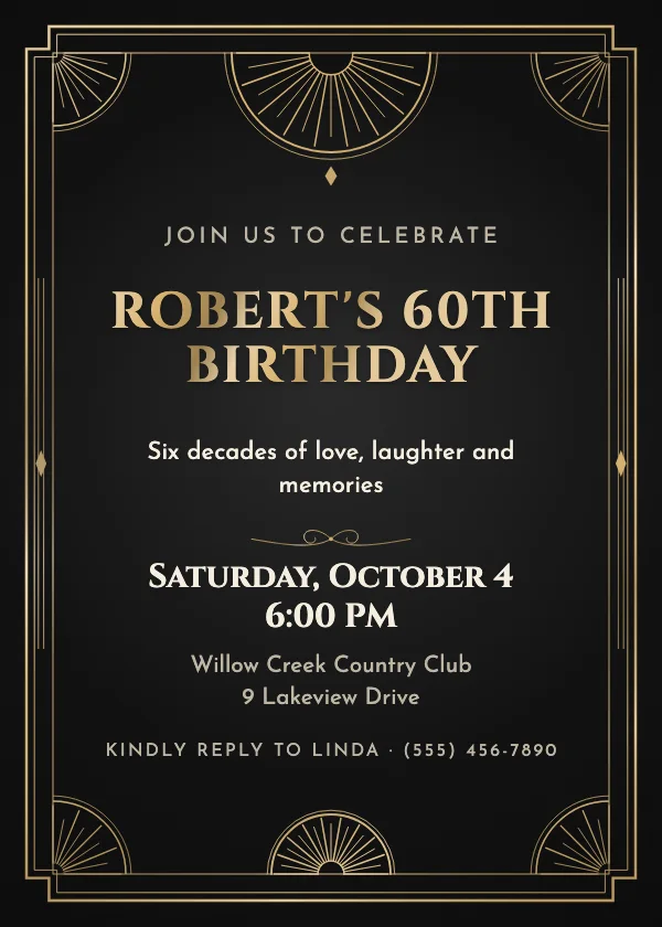 Black Tie Gala Birthday Invitation