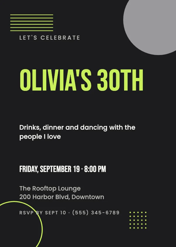 Bold Modern Birthday Invitation