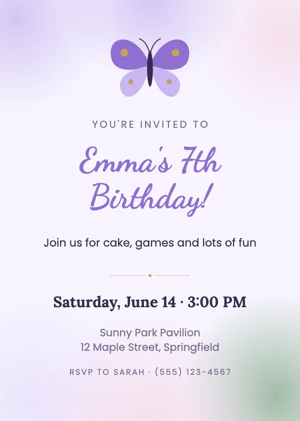 Butterfly Garden Birthday Invitation