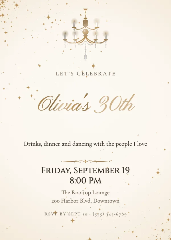Chandelier Ballroom Birthday Invitation