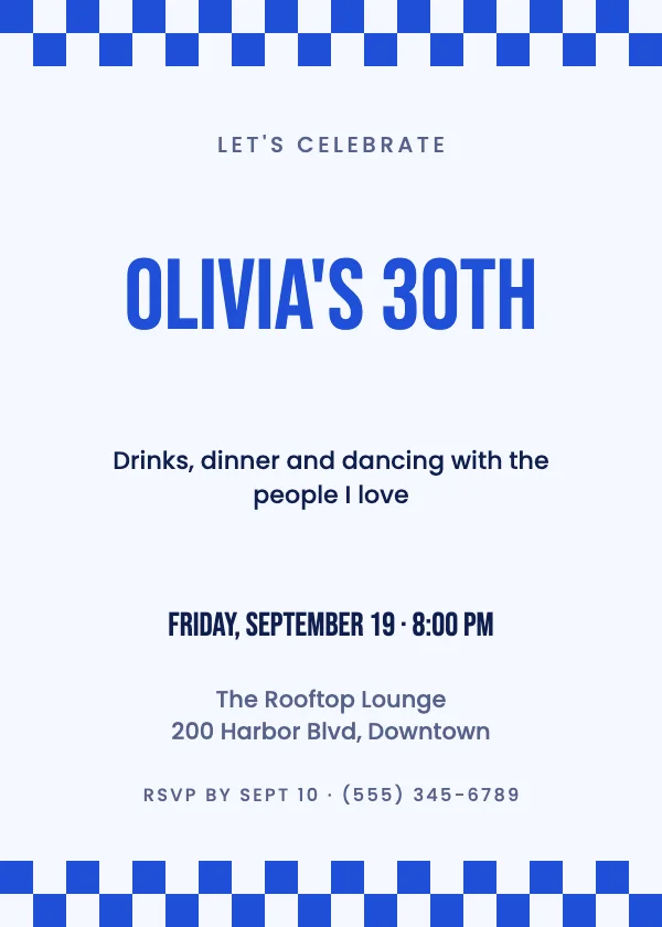 Retro Checker Birthday Invitation