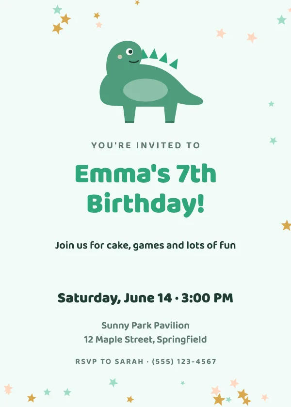 Dino Adventure Birthday Invitation