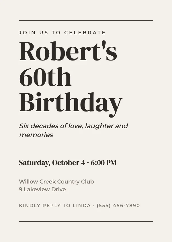 Editorial Birthday Invitation