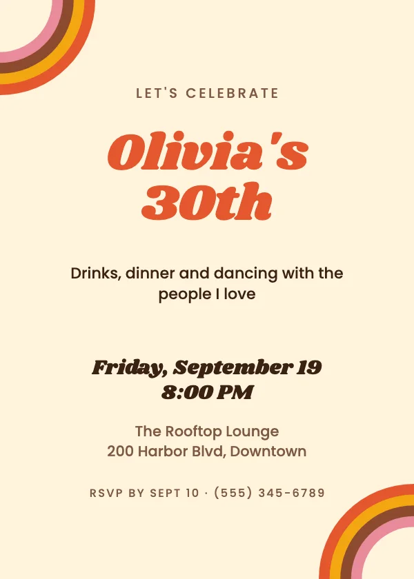 Groovy 70s Birthday Invitation