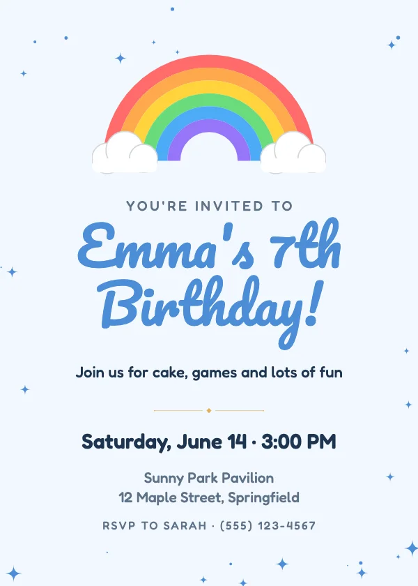 Over the Rainbow Birthday Invitation